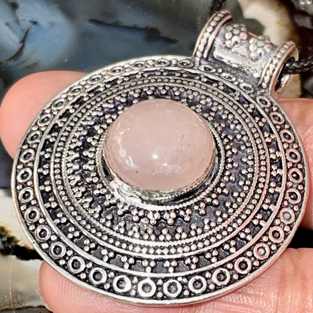 Bohemian Rose Quartz “Stone of Pure Love” Pendant 2”